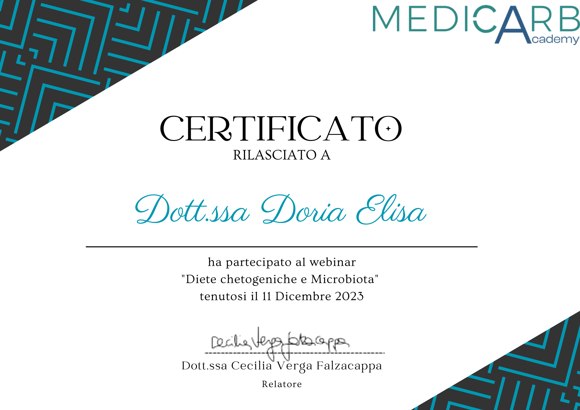 Certificato Doria Elisa